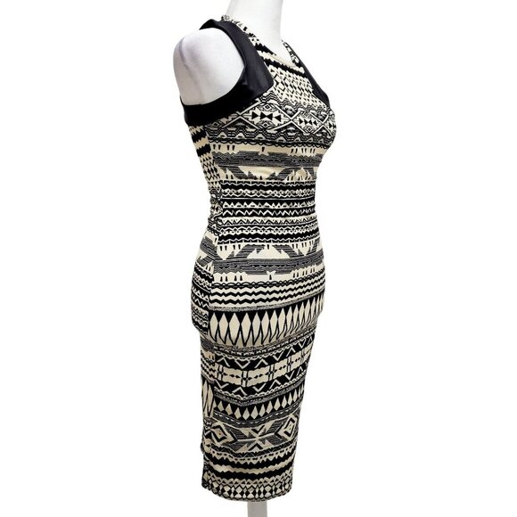 Tribal Print Sleeveless Midi Dress With Mesh Panel Detail Size S - Picture 10 of 13